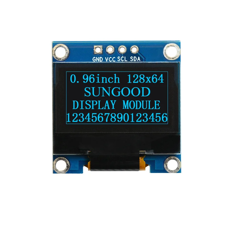 Módulo de exibição OLED de 0,96 polegadas, resolução 128*64, driver SSD1306, módulo de tela LCD, interface IIC, 4 pinos, 3,3 V