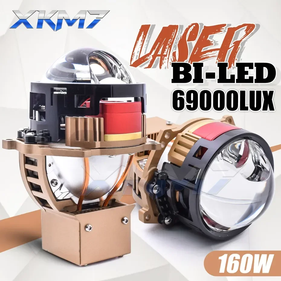 60000LM Laser Bi-led Lens Car Headlamp Projector 160W 3 Inch Upgrade Hyperboloid LED Headlight for Hella 3R G5 Bracket Retrofit