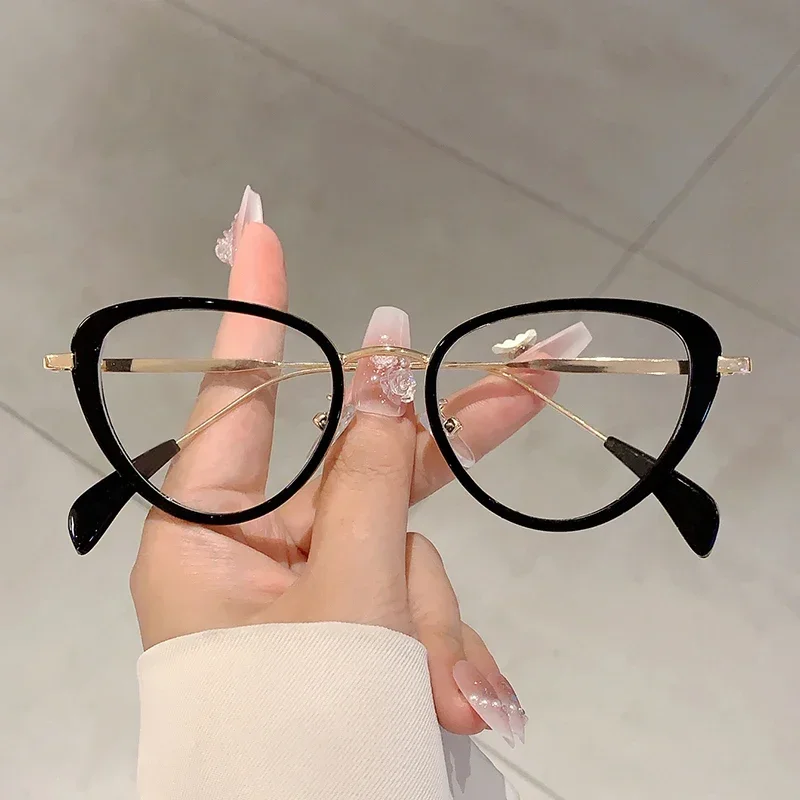 KAMMPT Vintage Cat Eye Glasses Women New Fashion Candy Color Rim Blue Light Blocking Eyeglasses Ins Trendy Retro Design Eyewear