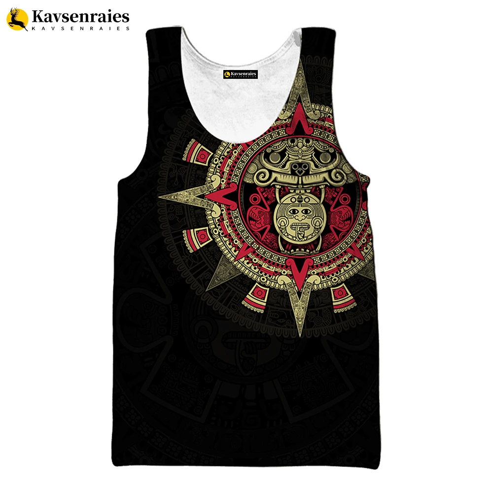 2023 New Fashion Mexican Aztec Warrior 3D Tank Tops Men Harajuku Streetwear Sleeveless Shirts Summer Casual Men's Clothing