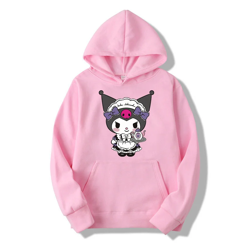 Kawaii Kuromi casual cute print unisex hoodie spring and autumn Sanrio cartoon casual sports street print hoodie