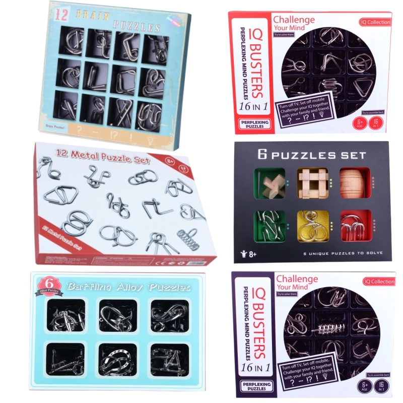 3D Metal Puzzles Set para adultos e crianças, Luban, Kong Ming, Lock, Brain Teasers, Decompression Game, Early Education Toys, Leisure