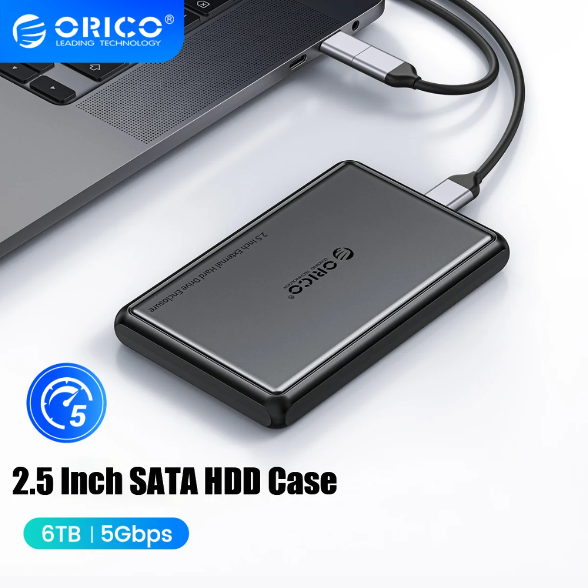 

ORICO 2,5-дюймовый внешний корпус для жесткого диска 5 Гбит/с SATA-Type-C для SSD HDD ПК Ноутбук Металлический + ABS Корпус Рассеивание тепла