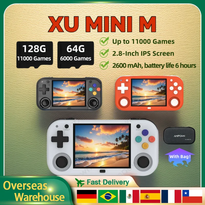 XU MINI M Retro Handheld Game Console Portable Video Game Player Console 2.8'' Screen Linux OS MINIM Console For Children Gifts