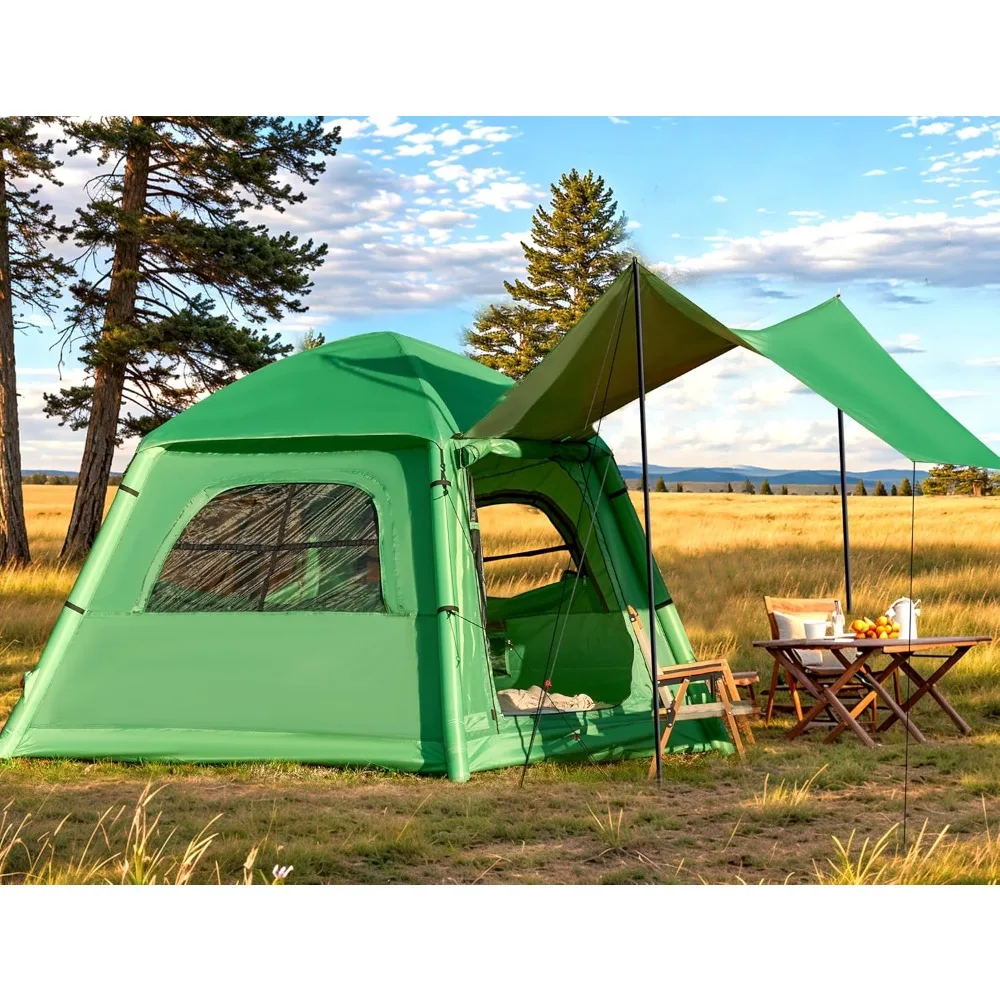 

Inflatable Camping Tent for 4-6 Person, Easy Setup Portable Water-Resistant Cabin Tent with Mesh Windows & Pumps