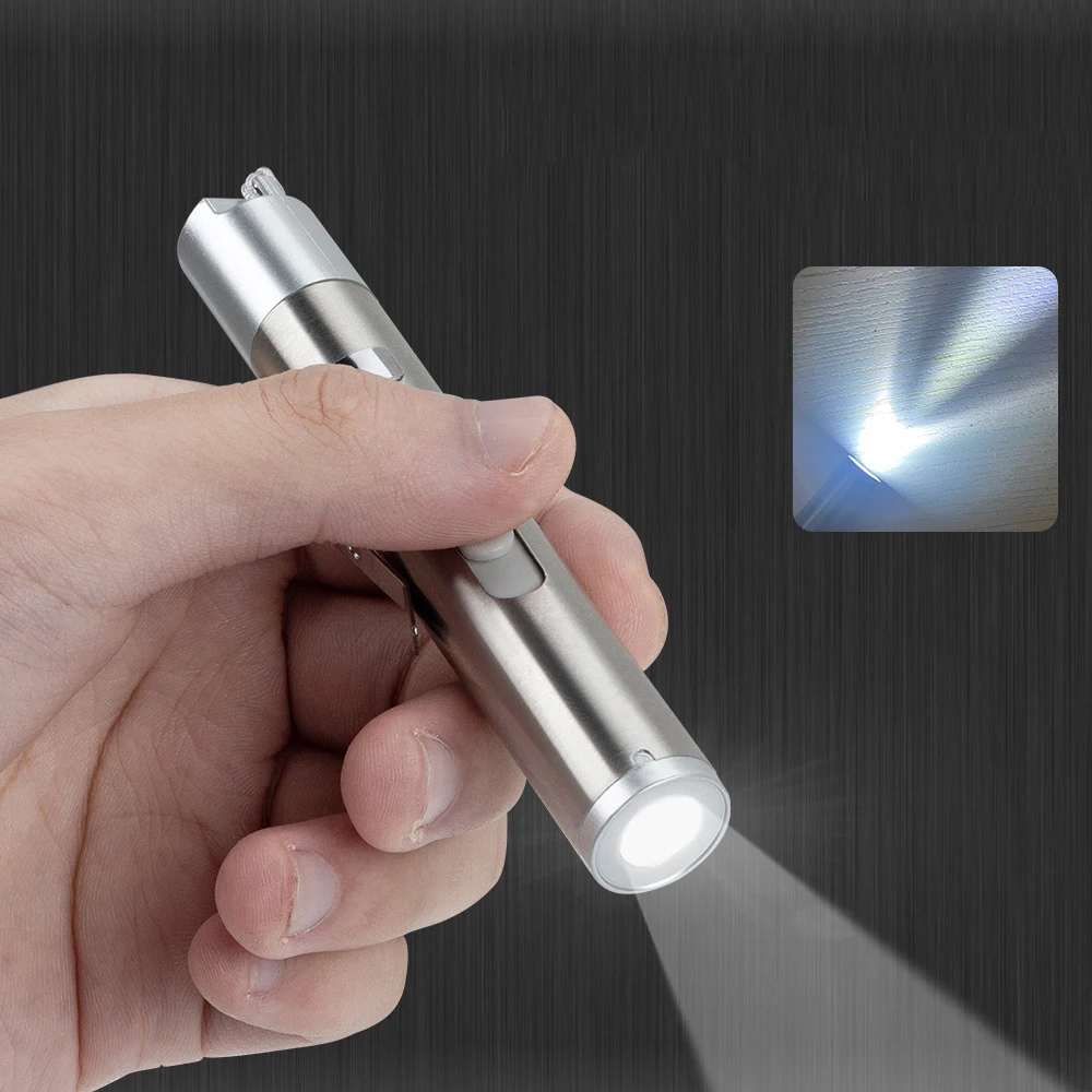 Mini USB Rechargeable LED Flashlight High-quality Powerful Mini LED Torch Waterproof Design Penlight Hanging With Metal Clip