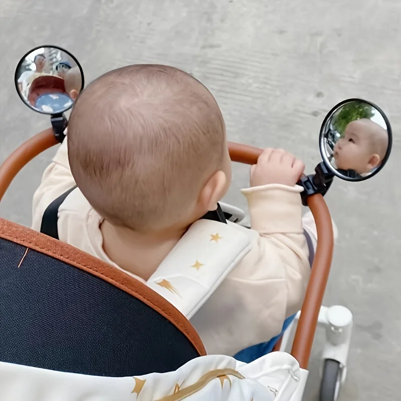 2-Piece Set Baby Stroller Rearview Mirror - Universal Fit, No Installation Required, Baby Walker Safety Accessory Compact Design
