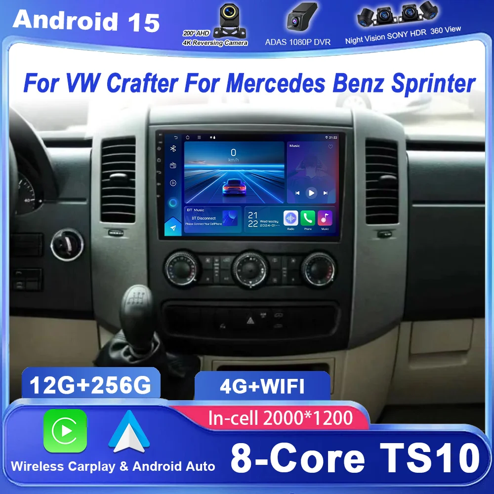 

Android 15 Radio For VW Crafter For Mercedes Benz Sprinter Auto Multimedia Video Player Navigation GPS Autoradio NO 2DIN Stereo