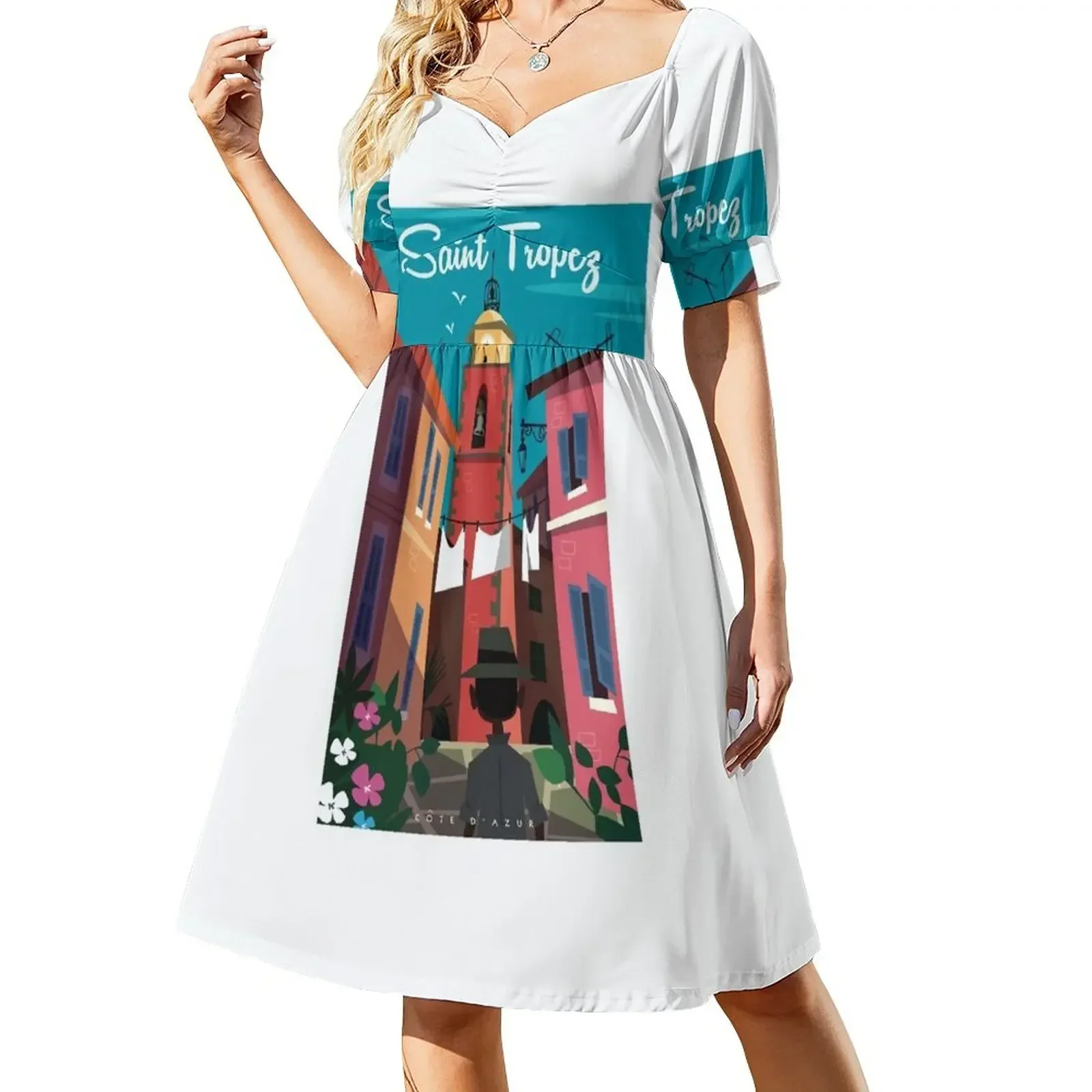 Saint Tropez poster Sleeveless Dress evening dresses ladies women's summer dress 2025 Dress