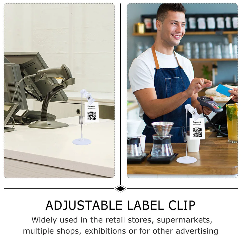 

5Pcs Price Tag Display Holder Shake Card Clip Portable for Business Exhibition Shops Retail Store Sign Stand
