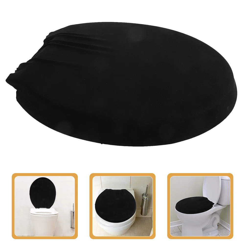

Bathroom Toilet Lid Cover Washable Polyester Slipcover Solid Color Protector for Home Hotel Public Restroom Toilet Seat