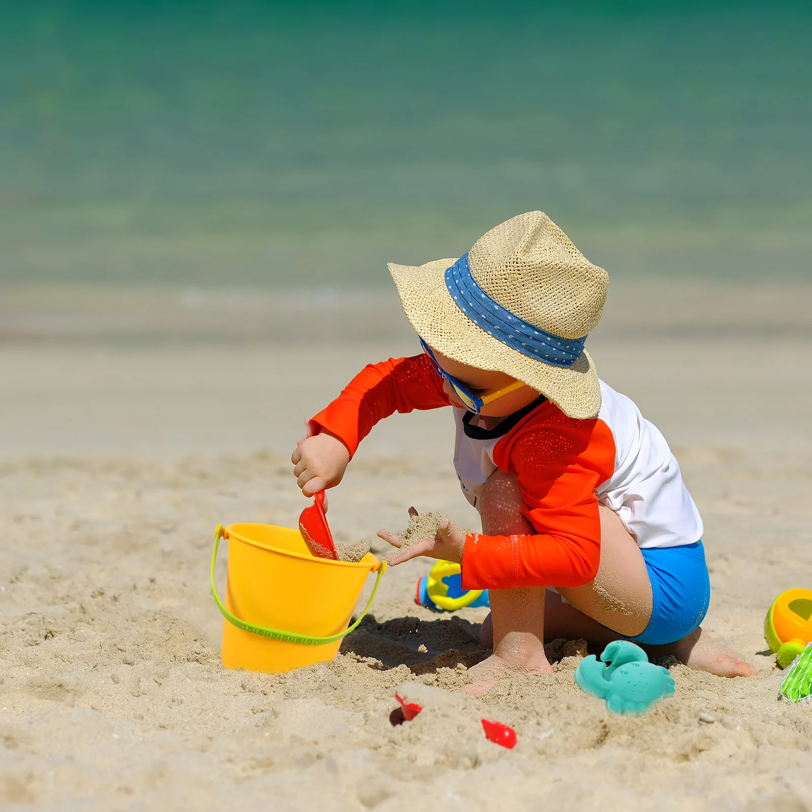 2-teiliges Spielsand-Kinderspielzeug, Strand-Wassereimer, Spielzeug im Freien, vielseitig einsetzbar, zum Spielen mit Schnee, tragbar