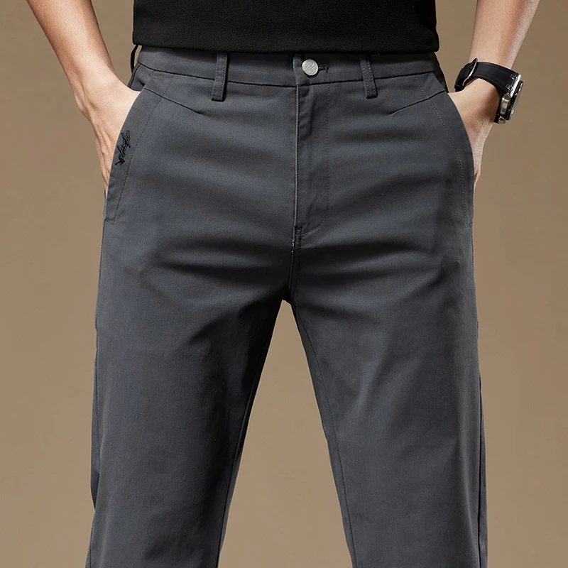 Business Casual Trousers Men\'s 2024 Autumn New Men\'s Clothes Work Pants Male Formal Dress Straight Pants Black Gray Khaki