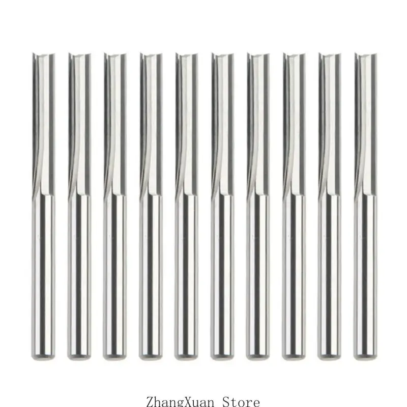 

3XUF 10Pcs 3.175mm Woodworking Straight Cutter Accessories Milling Cutter for Density