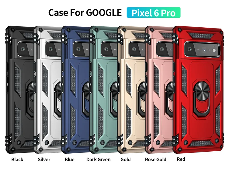 Armor Phone Case For Google Pixel 6 Pixel6 Anti-Fall Finger Ring Holder Magnetic Coque For Pixel 6 Pro Bumper Shockproof Cover