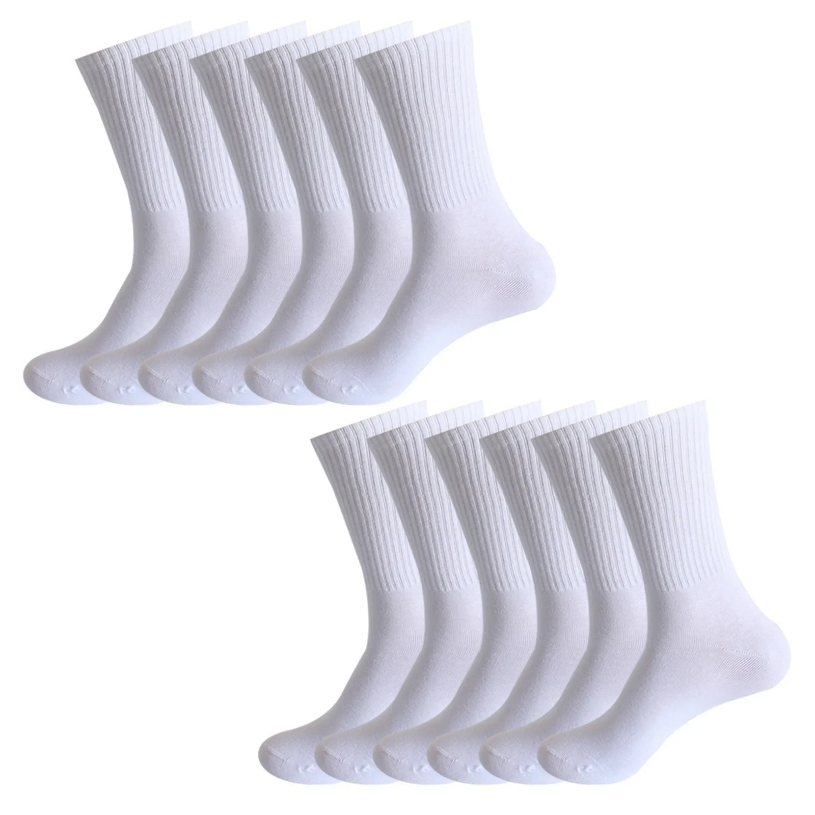 6/12-Pair Women's and Men's Solid Color Cotton Blend Mid-calf Socks Basic Casual and Versatile Elastic Comforatble Socks