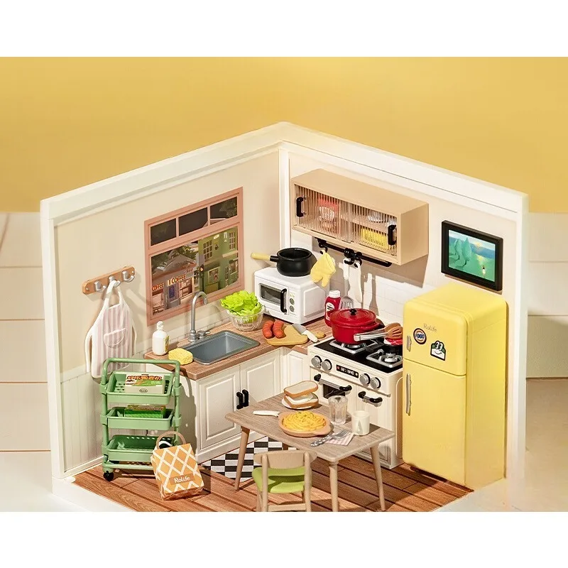 

Puzzle building block assembly toy kitchen, cottage model children gift female