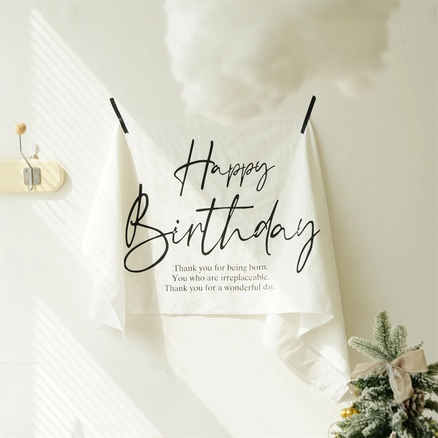 Happy Birthday Tapestry Baby White Half Banner Hanging Kids Party Poster Dressing Prop Decoration