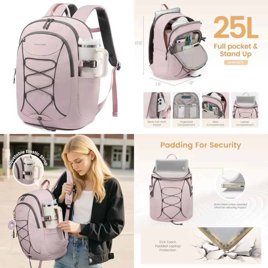 

Mens Backpack with Giant Tumbler Holder Pocket, Everyday Laptop Backpack Commuter Travel Work Computer Bag for Women, Waterproo