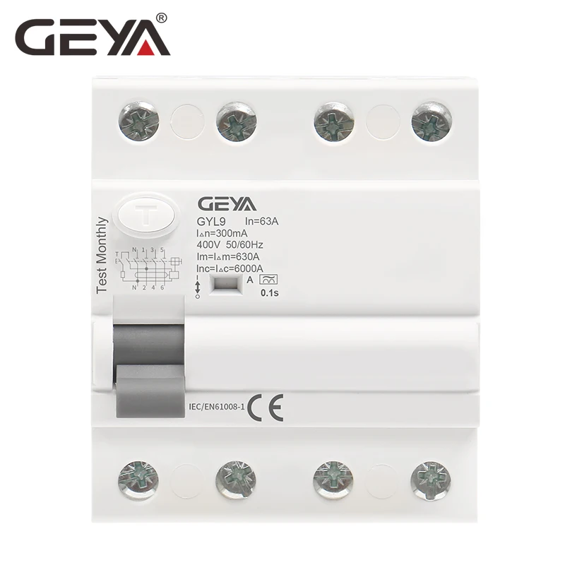 GEYA GYL9 Type A Electromagnetic RCD Residual Current Circuit Breaker AC ELCB 2 Pole 40A 63A 30mA 100mA 300mA RCCB 1P+N