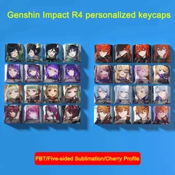 Keycaps 4 tasti/set gioco Genshin Impact Keycaps Cherry Profile Anime PBT Keycap per tastiera meccanica personalizzata Ganyu Hutao Keqing