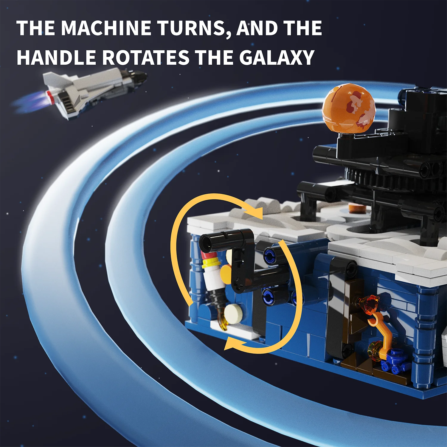 T5002 우주 시리즈 모델 조립 장식품 전기 회전 태양계 빌딩 블록 장난감 어린이 장난감 선물