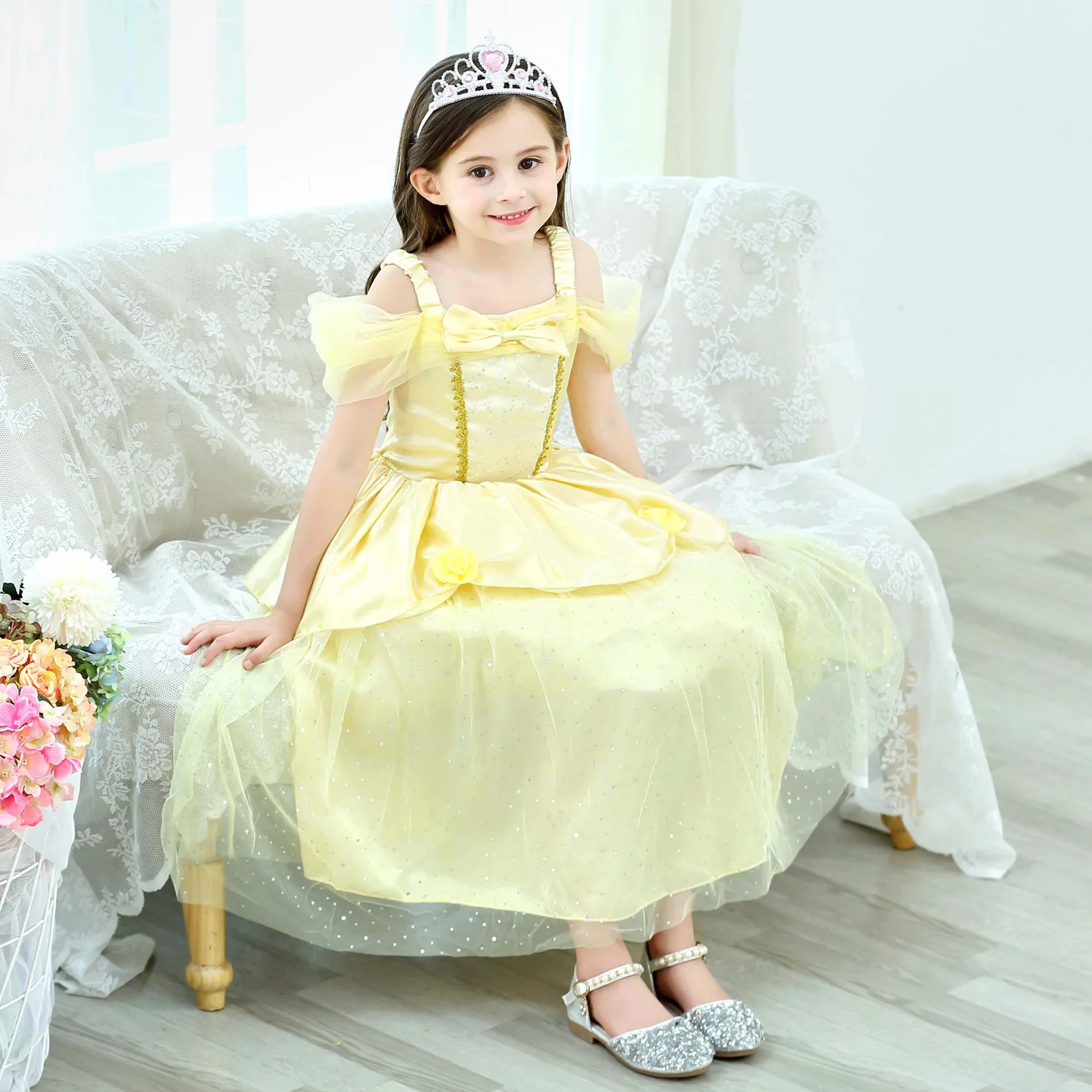 Girl Belle Princess Dress Kids Beauty and The Beast Costume Girl Baby Christmas Princess Birthday Party Fancy Dress 2-10 Years