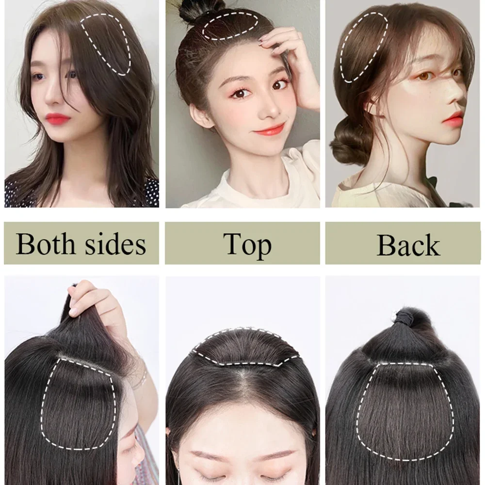 Synthetic Hair Root Pads Invisible Pad High Straight Hair Clip in Hair Extension for Women Wig Fluffy Fake Hairpiece