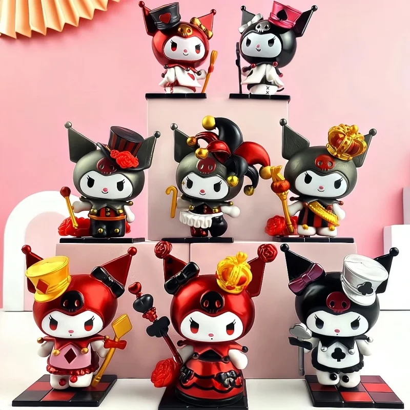 New 8cm Sanrio Kuromi Poker Realm Series Blind Box Trendy Figurines Home Desktop Decor Dolls Collection Model Toy Gift For Kids