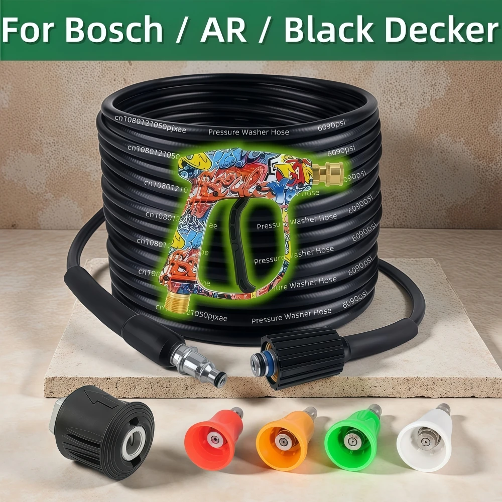 

5~30m Pressure Washer Replacement Hose Water Cleaning Extension Hose Super Flexible Hose 6090 PSI Kink Resistant Hose For Bosch