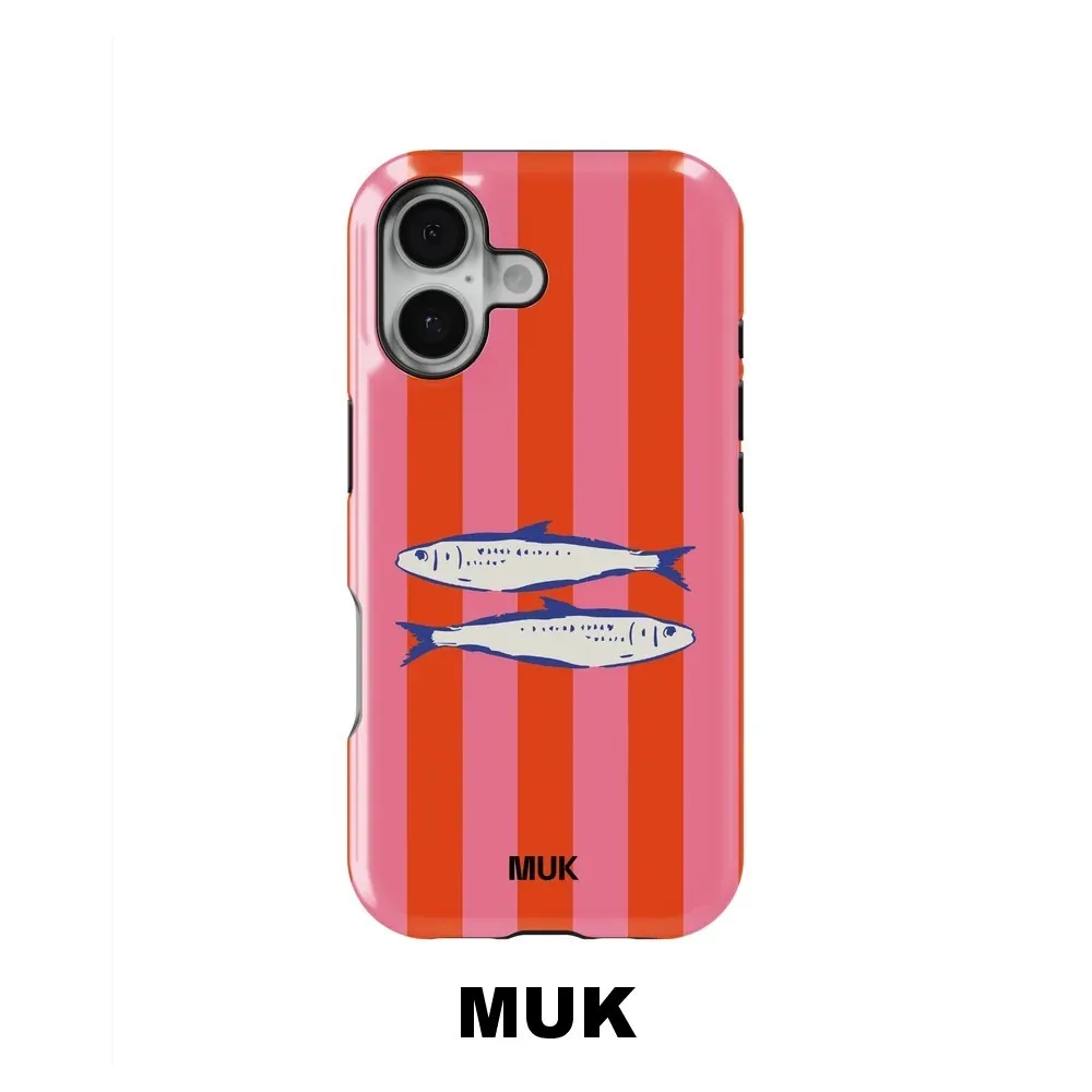 MUK Sardine Red Stripe Phone Case for Samsung Galaxy S20 S23 S24 S25 S26 FE Plus Ultra Edge 4 5G Double-layer Back Cover