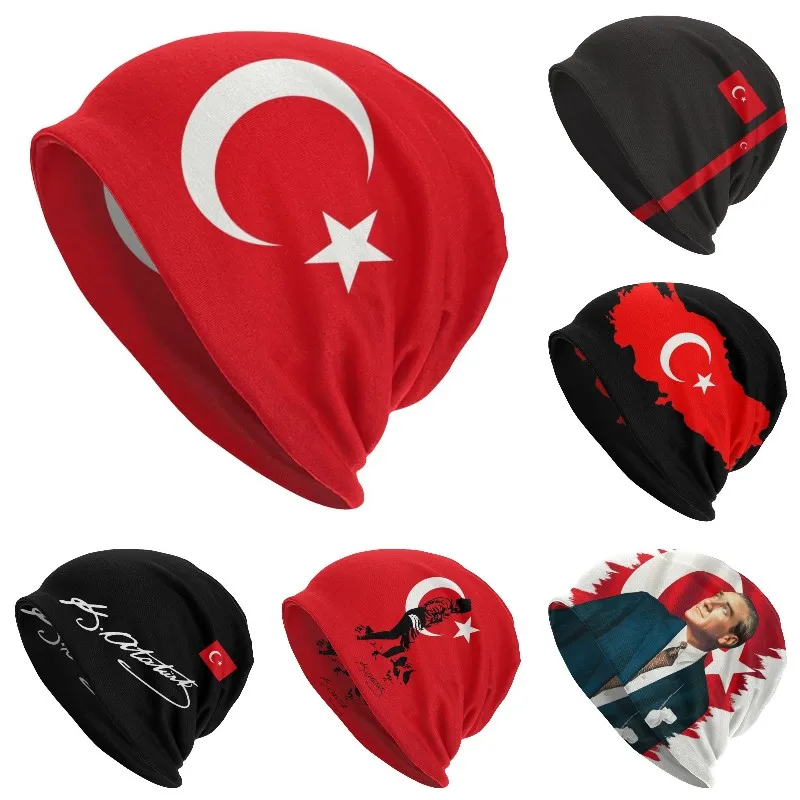 Flag Of Turkey Beanie Bonnet Knitting Hat Men Women Fashion Unisex Adult Warm Winter Mustafa Kemal Ataturk Skullies Beanies Cap