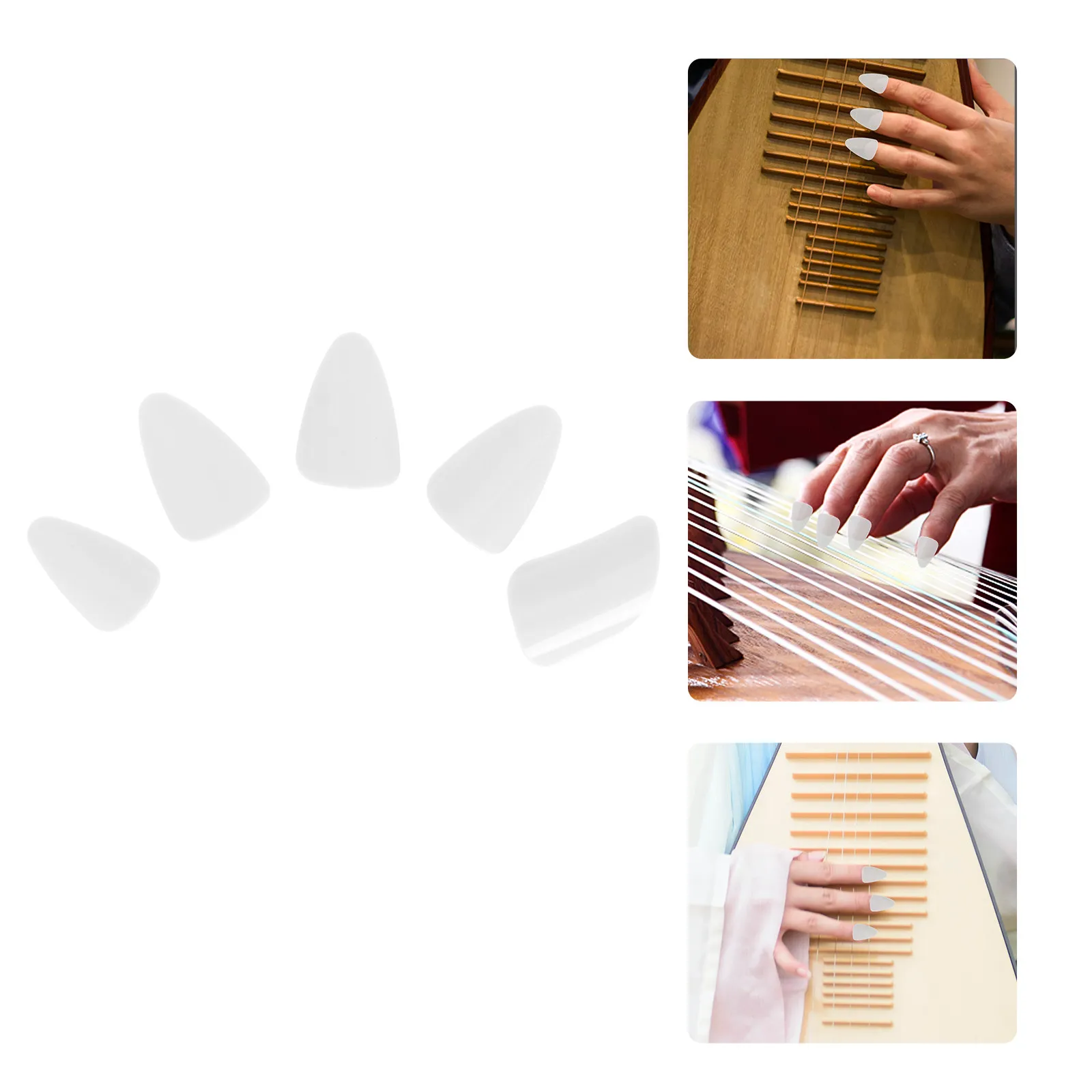 

5 шт. накладных ногтей для игры на лютне, высококачественные защитные накладки на кончики пальцев, средней твердости, с теплой текстурой, идеально для отработки звука