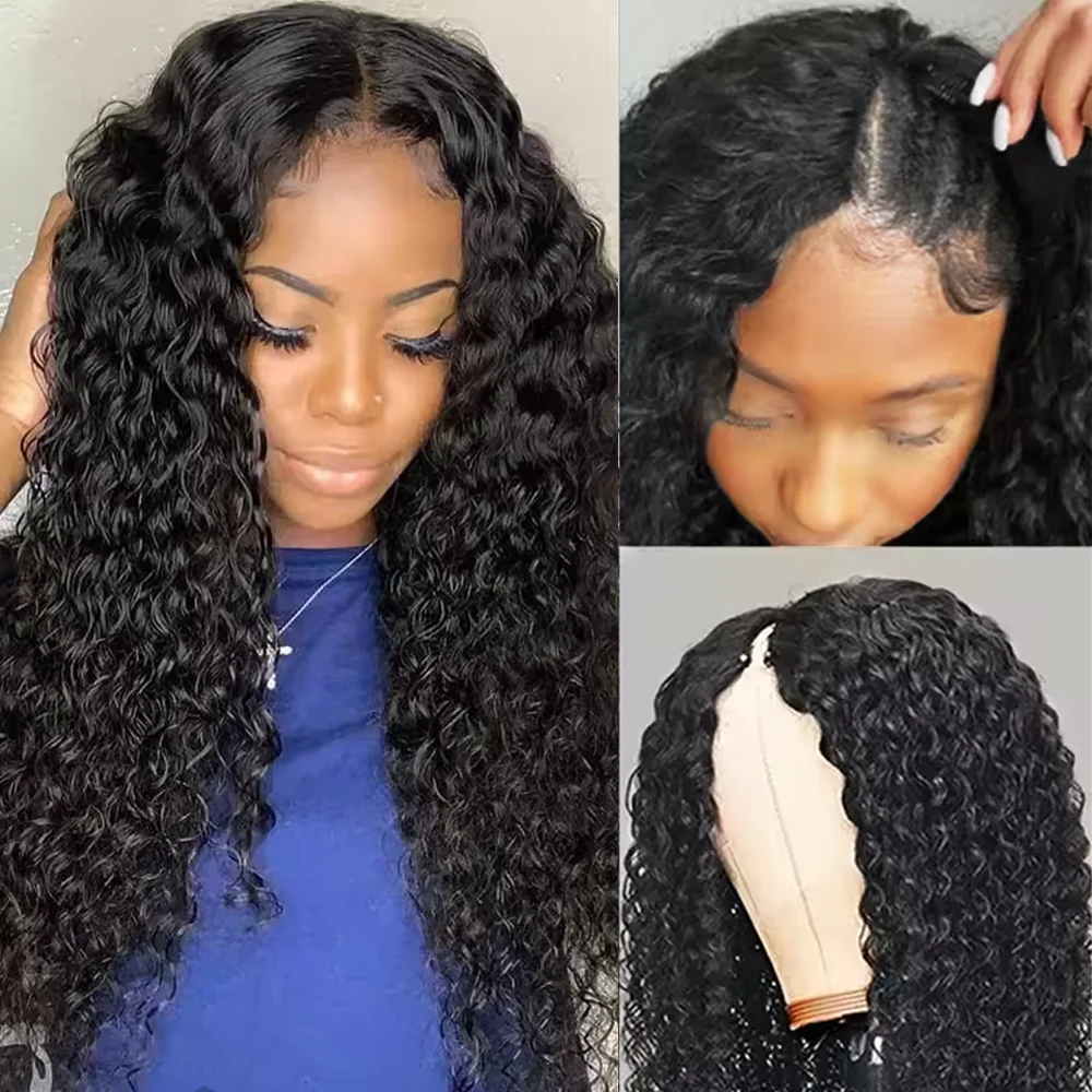 

200 Плотность V-образной части Человеческие волосы Парики Remy Hair Daily 32-дюймовый парик V-образной формы Парик из натуральных бразильских волос для женщин Клипса в полупариках