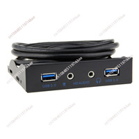 2 Port USB 3.0 Hub Splitter HD Audio 3.5mm Earphone Jack Mic Interface Front Panel Adapter for PC 20 Pin 3.5\