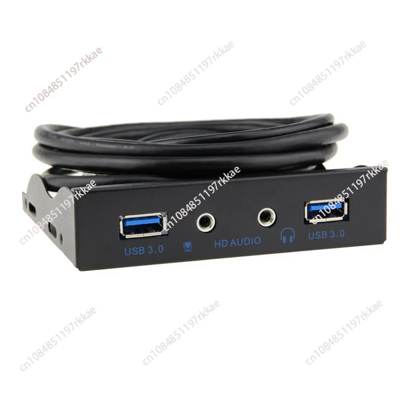 2 Port USB 3.0 Hub Splitter HD Audio 3.5mm Earphone Jack Mic Interface Front Panel Adapter for PC 20 Pin 3.5