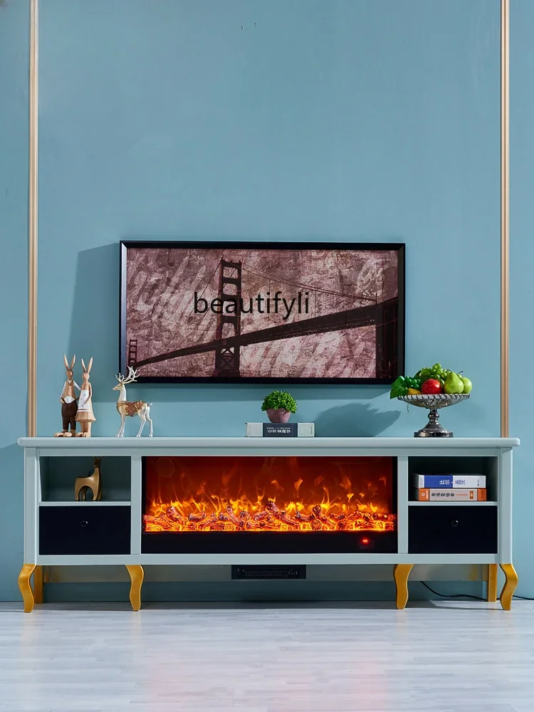 European TV Cabinet Fireplace Mantel Storage Drawer Decoration Heating Led Fireplace Core