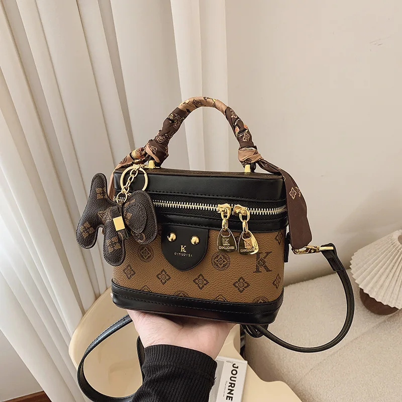 

2025 Vintage Print Box Bag, Women's Top Handle Shoulder Purse, Square Crossbody Day to Night Tote, Sling Bag, Minimalist Leather