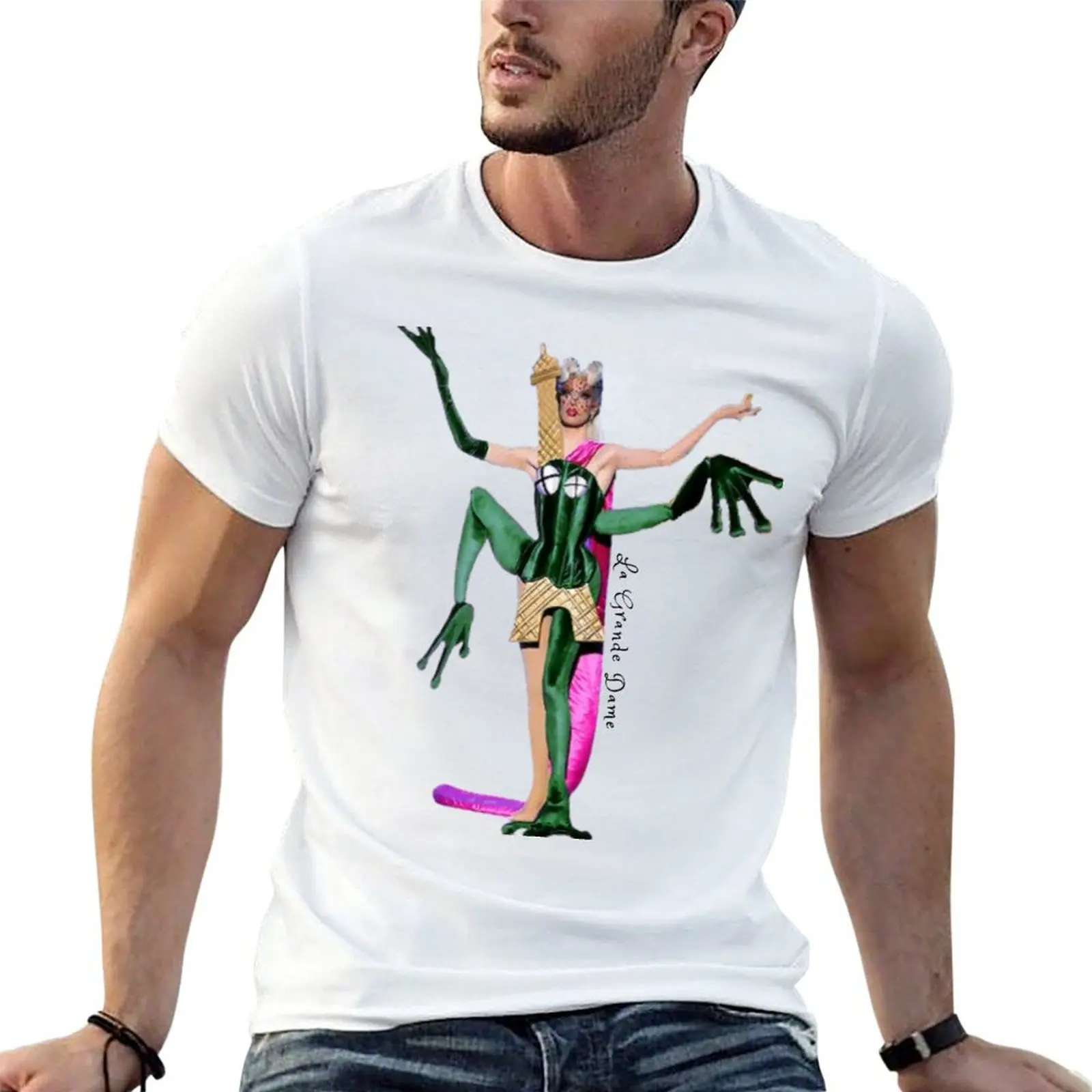 La Grande Dame - La tour Eiffel et une FROG (Camiseta de algodón, paquete de camisetas)