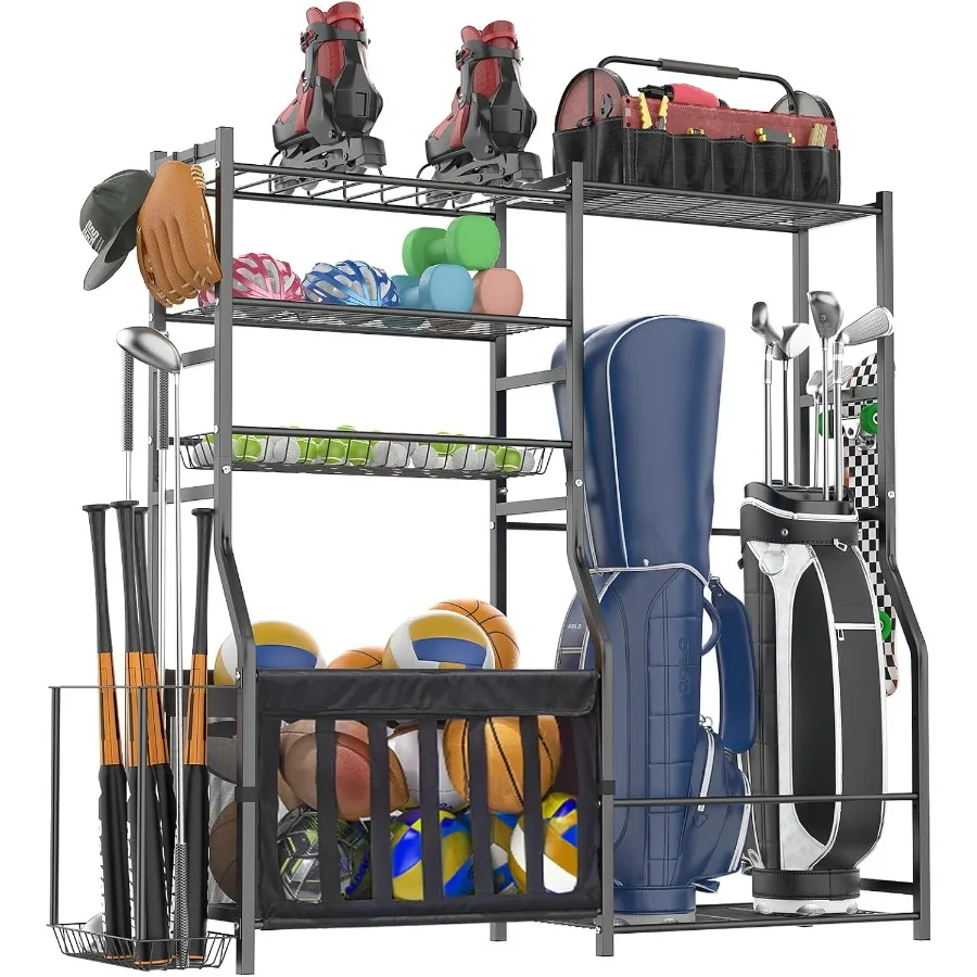 

Гаражный органайзер для спортивного оборудования, прочный несущий органайзер для сумки для гольфа, многофункциональная стойка для мячей для гольфа, баскетбольная стойка для спортивных Ge