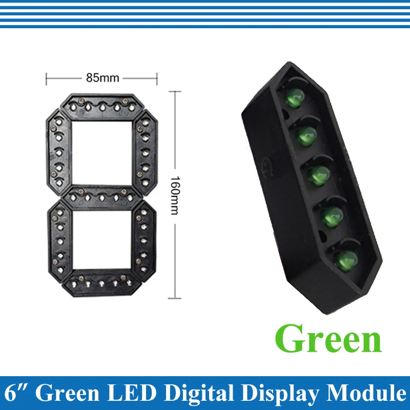 Módulo de número Digital LED para exteriores, pantalla LED de 7 segmentos, 6 ", Color verde, 10 unids/lote