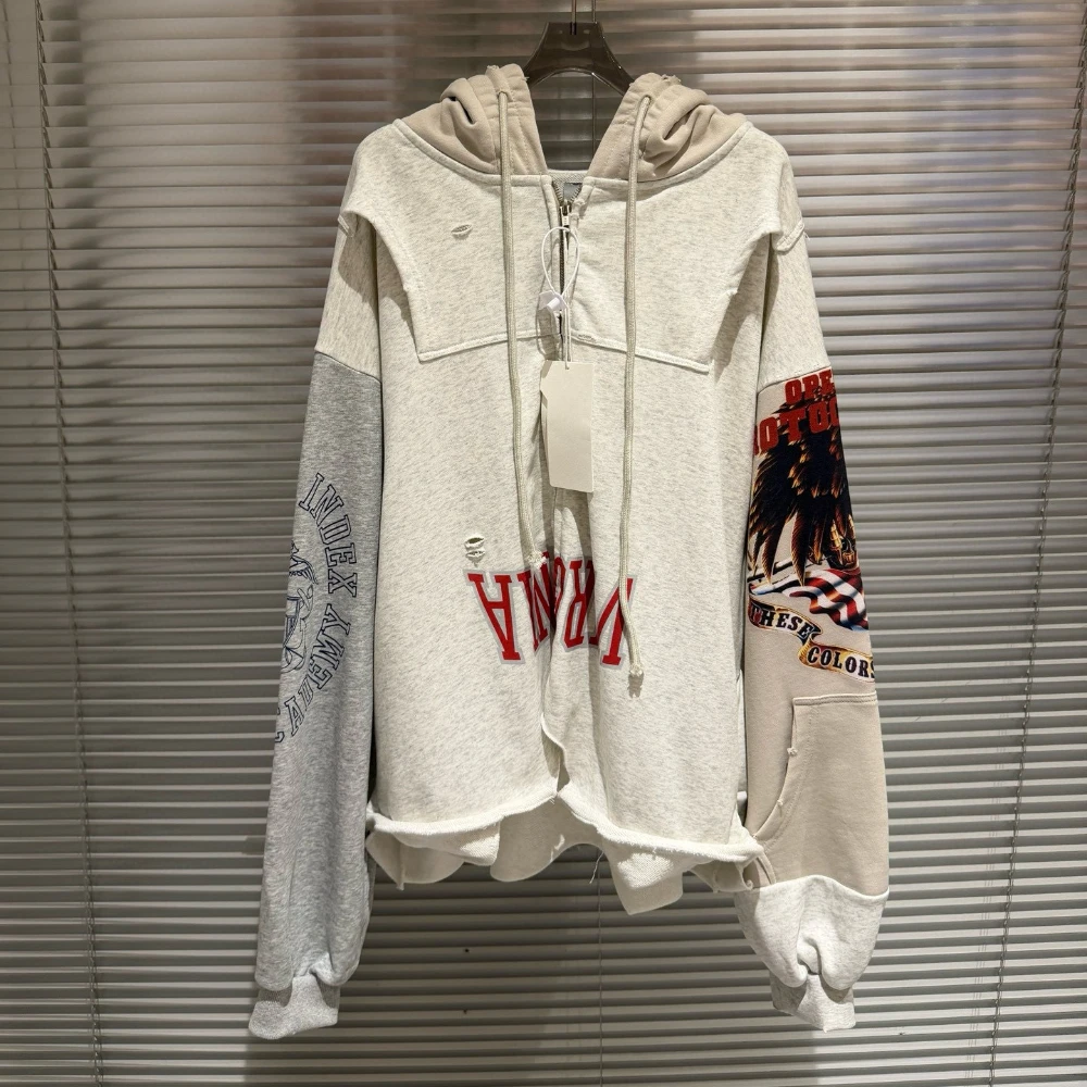 Protocol index 2026 - Reversed and pieced together vintage distressed zipper hooded jacket