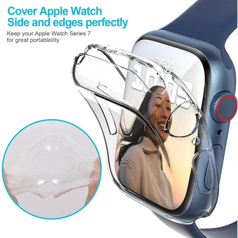 TPU-Gehäuse für Apple-Uhrengehäuse 8 7 45mm 41mm Voll verpackung Anti-Drop-Glass chutz gehäuse