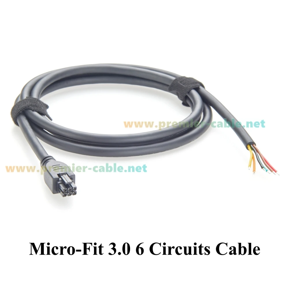 สายเคเบิลแบบเปิดปลาย รองรับ Molex 430250600 6 ขา Micro-Fit 3.0 ตัวเมีย แบบสองแถว 6 วงจร สำหรับส่งสัญญาณและจ่ายไฟ