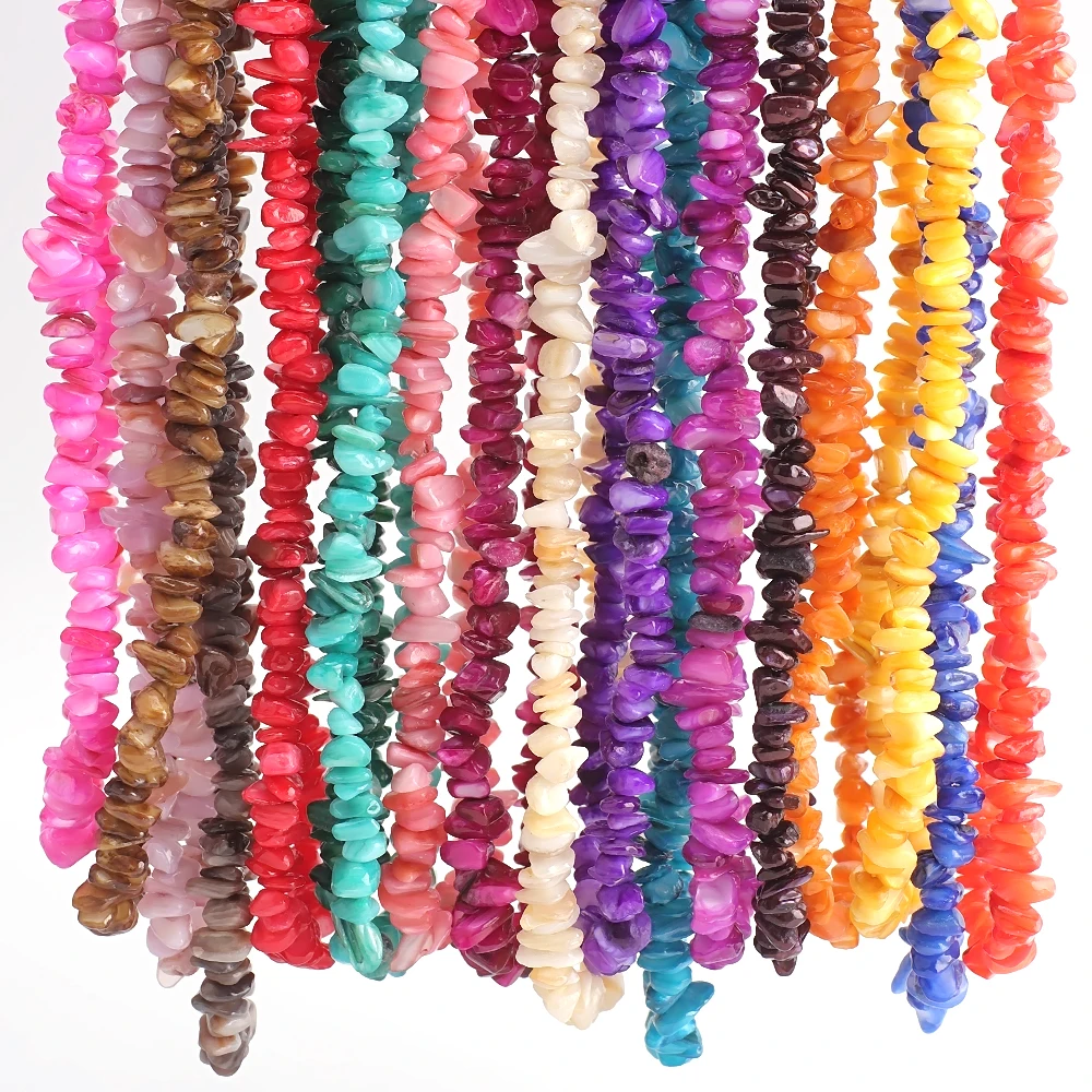 5-8MM Irregular Shell Chips Beads Colorful Dyed Turquoises Jades Sea Loose Spacer Beads DIY for Jewelry Making Bacelets