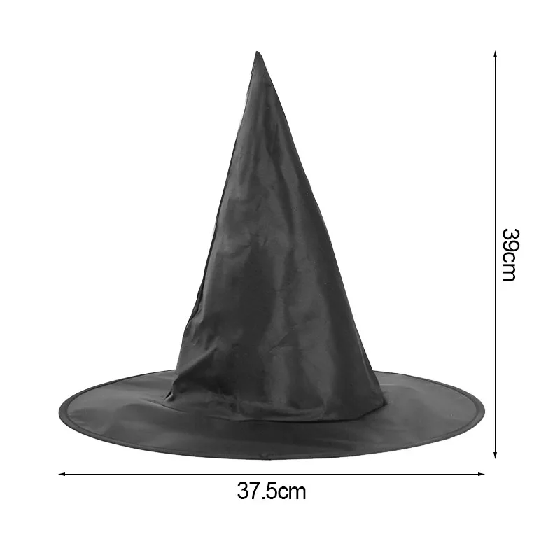 10pcs Black Pointed Witch Hats, Classic Wizard Costume Hat For Halloween Party Masquerade Cosplay,Pumpkin Spider Web Scene Decor