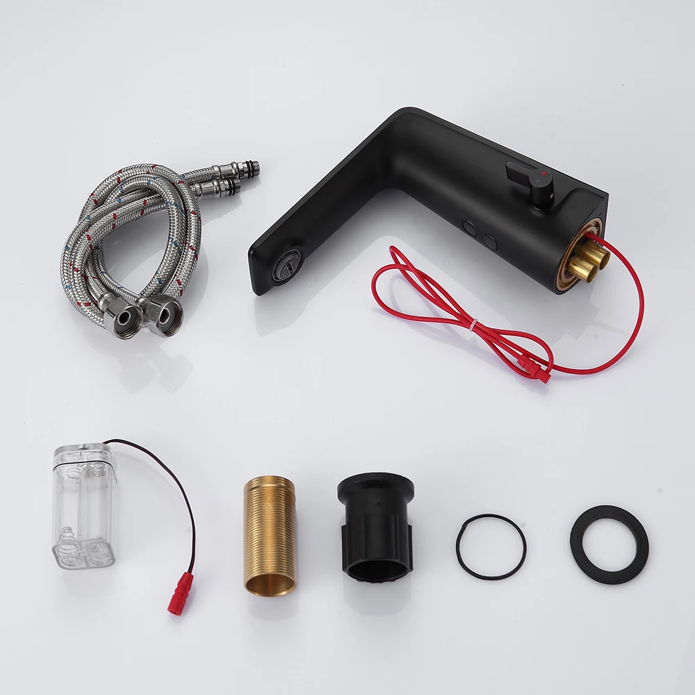 

Зеро-черный цвет, автоматический сенсорный кран, латунный корпус, смеситель для материалов, холодная и горячая вода, напряжение переменного тока 220 и аккумулятор постоянного тока, 6 напряжений