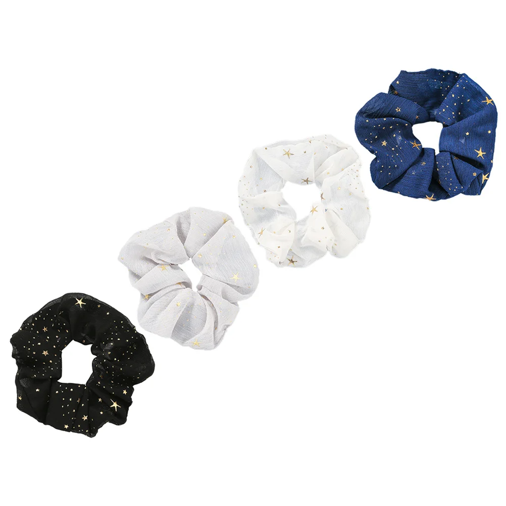 

4Pcs Hair Ropes Cute Star Design Cloth Ponytail Ties Comfortable All Day Wear Ideal for Ceremonies Festivals Women Hair Decor