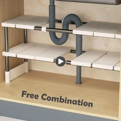 Retractable Kitchen Rack Under Sink Shelf Cabinet Organizer Expandable Storage Rack Pot Rack Storage Shelves Kitchen Organizer