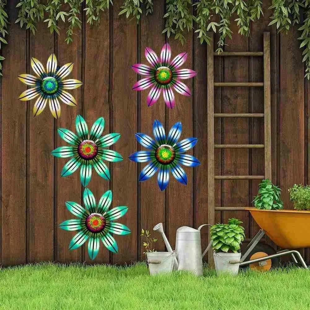 1pcs Metal Flower Wall Decor Art Sculpture Hanging Ornament Home Room Garden Courtyard Decoration